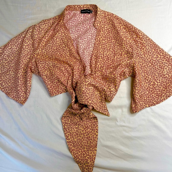 Pretty Little Thing, Two Piece Skort Set, Red floral print/cream colour fabric - Picture 2 of 5